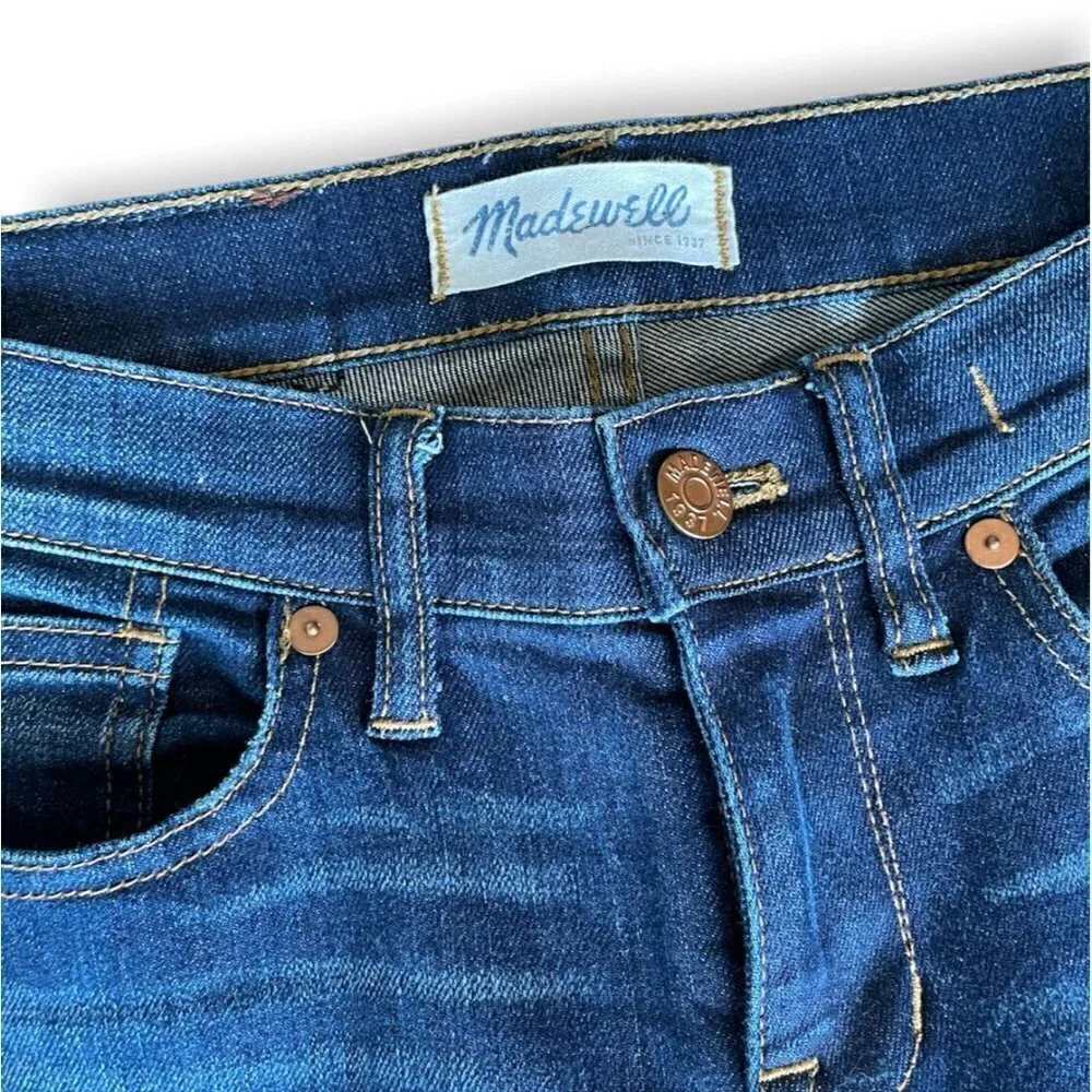 Madewell Women's Sz 26 Skinny Skinny Distressed Jeans Medium Wash Stretch Denim